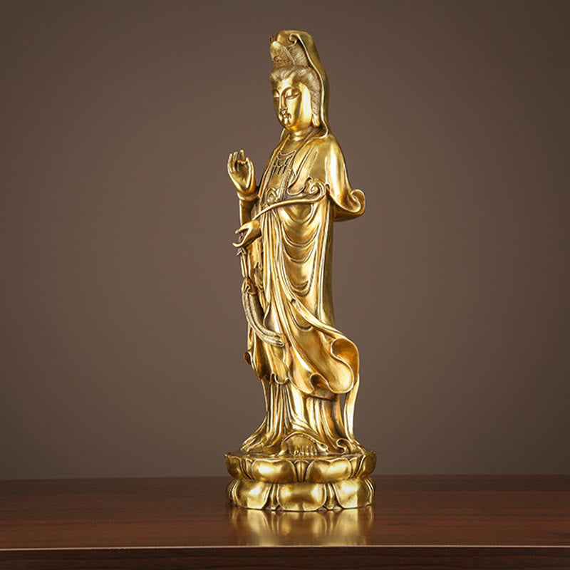 Guanyin Statue Dharma-Rad Messing Wohlstand Symbol