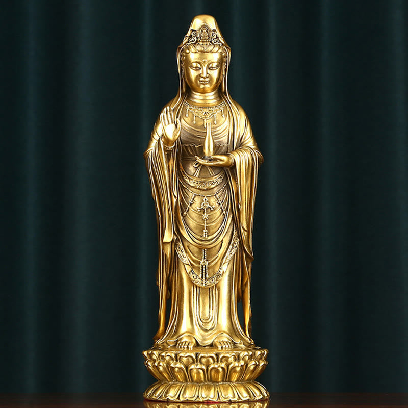 Guanyin Statue Dharma-Rad Messing Wohlstand