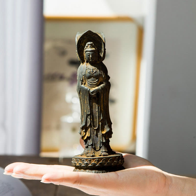 Guanyin Statue Dreiseitig Eisen Rost Deko