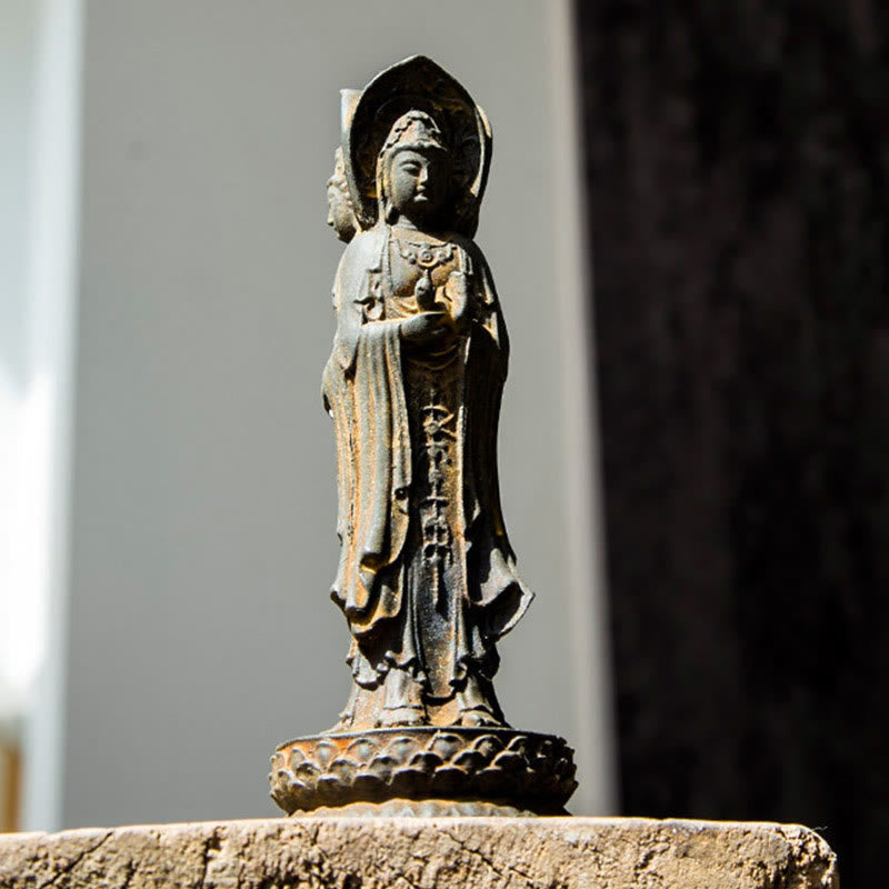 Guanyin Statue Dreiseitig Eisen Rost Geschenk