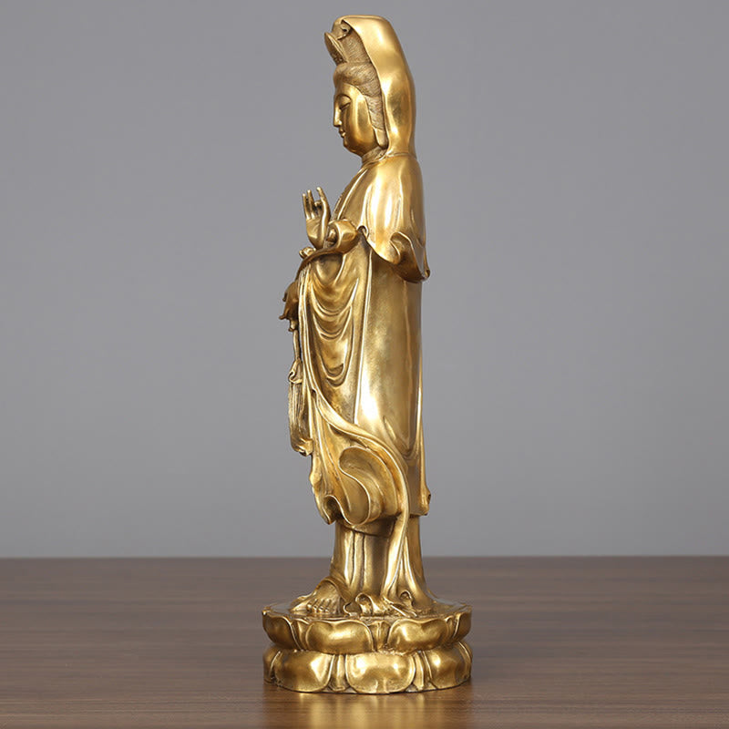 Guanyin Statue Golden Messing Wohnzimmer