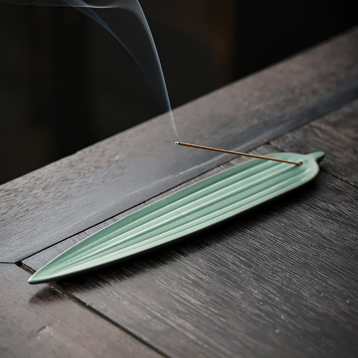 Halter Räucherstäbchen Weidenblatt Keramik