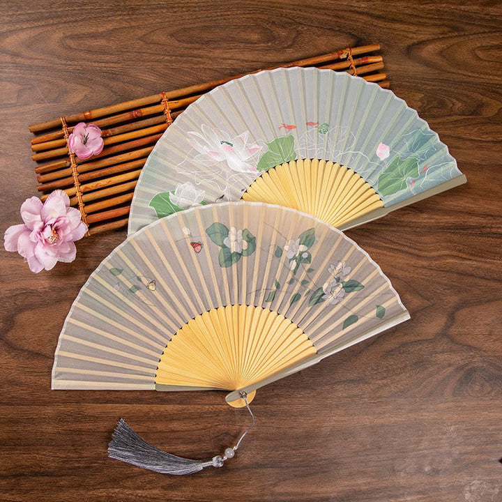 Handfächer Damen Jasmin Lotus Begonie