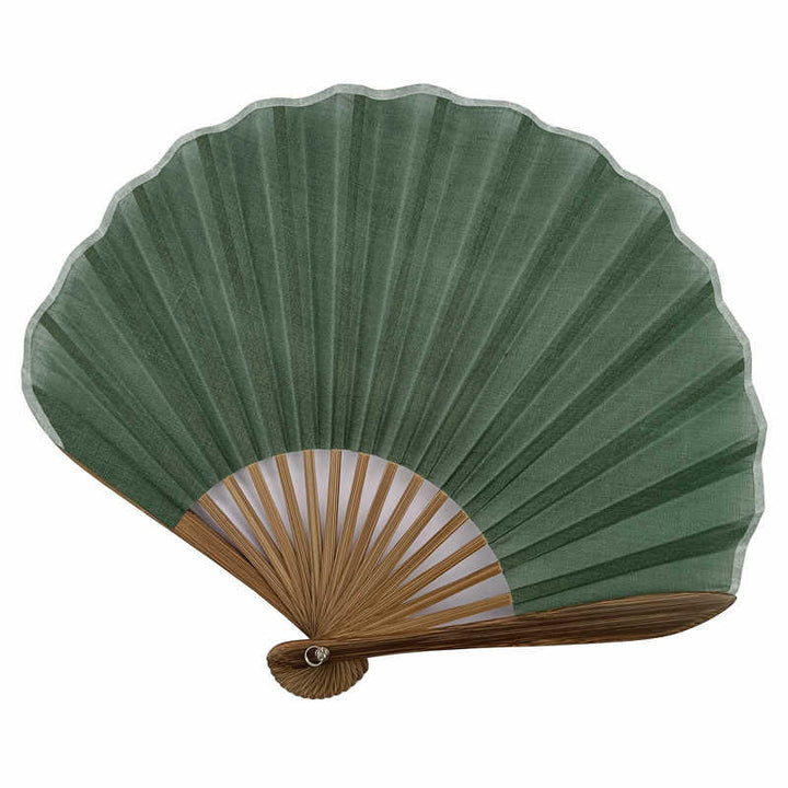 Handfächer Faltbar Bambus Muschelform Retro Handarbeit