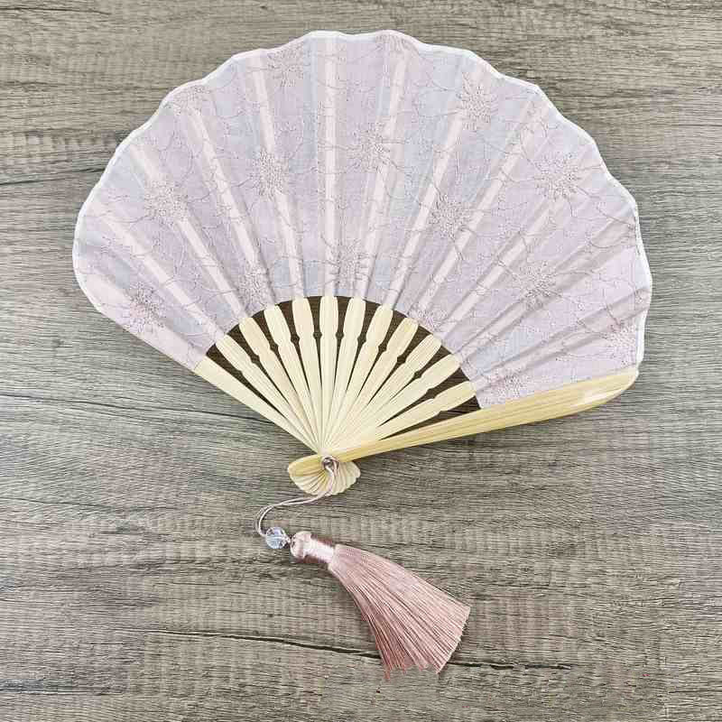 Handfächer Hochzeit Blütenstickerei Quasten Muschelform Handarbeit