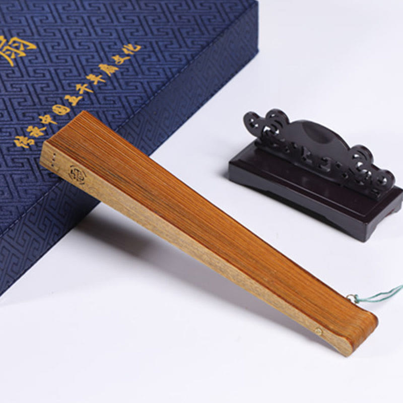 Handfächer Holz Kranich Pfau Graviert Japan