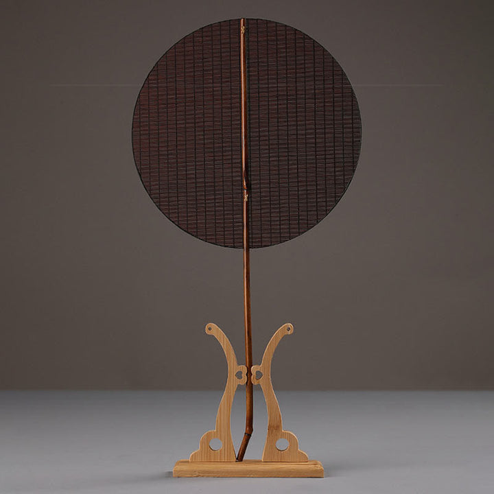 Handfächer Holz Rund Bambus Langer Griff Japan