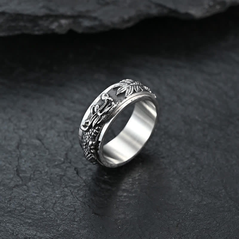 Ring Drachen Titanstahl Silber eleganter Fingerring Fengshui Schutz