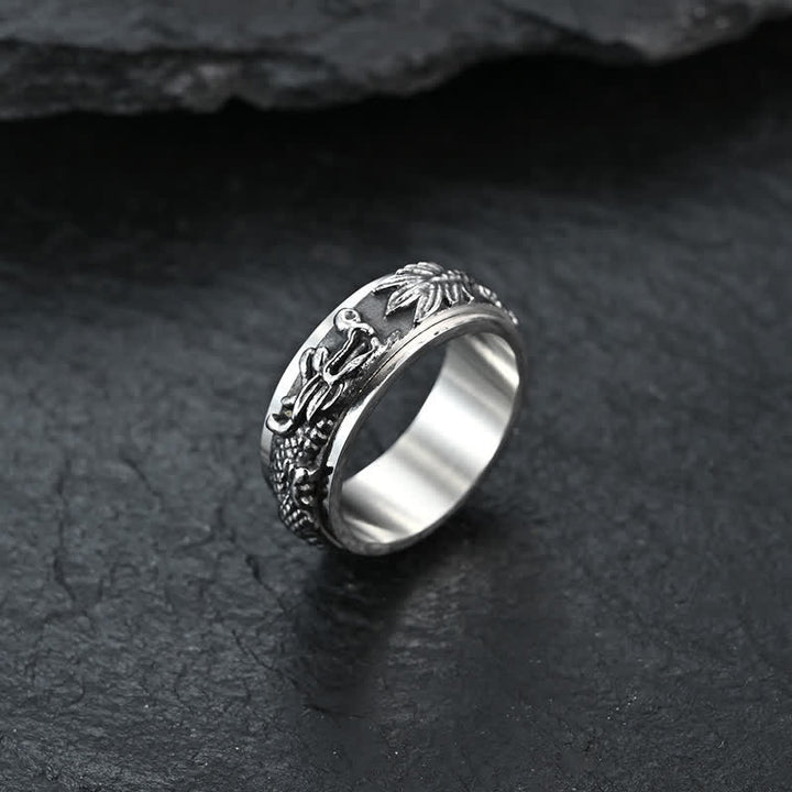Ring Drachen Titanstahl Silber eleganter Fingerring Fengshui Schutz
