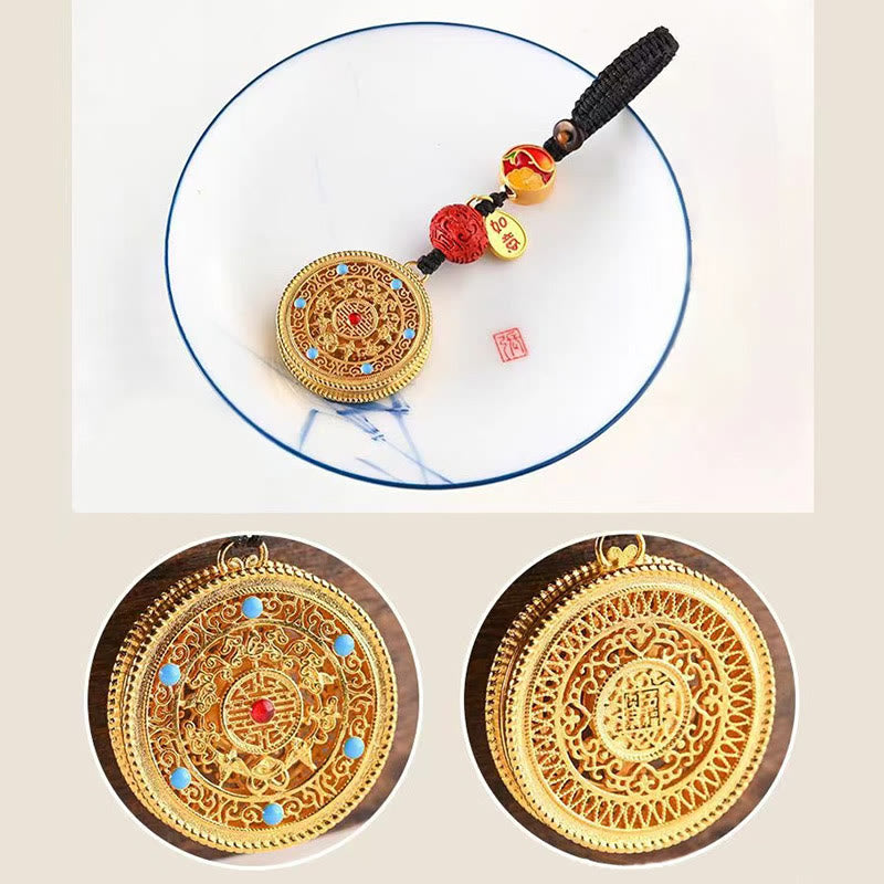 Schlüsselanhänger Fu Ruyi Glücksbringer goldenes Amulett Feng Shui spirituell