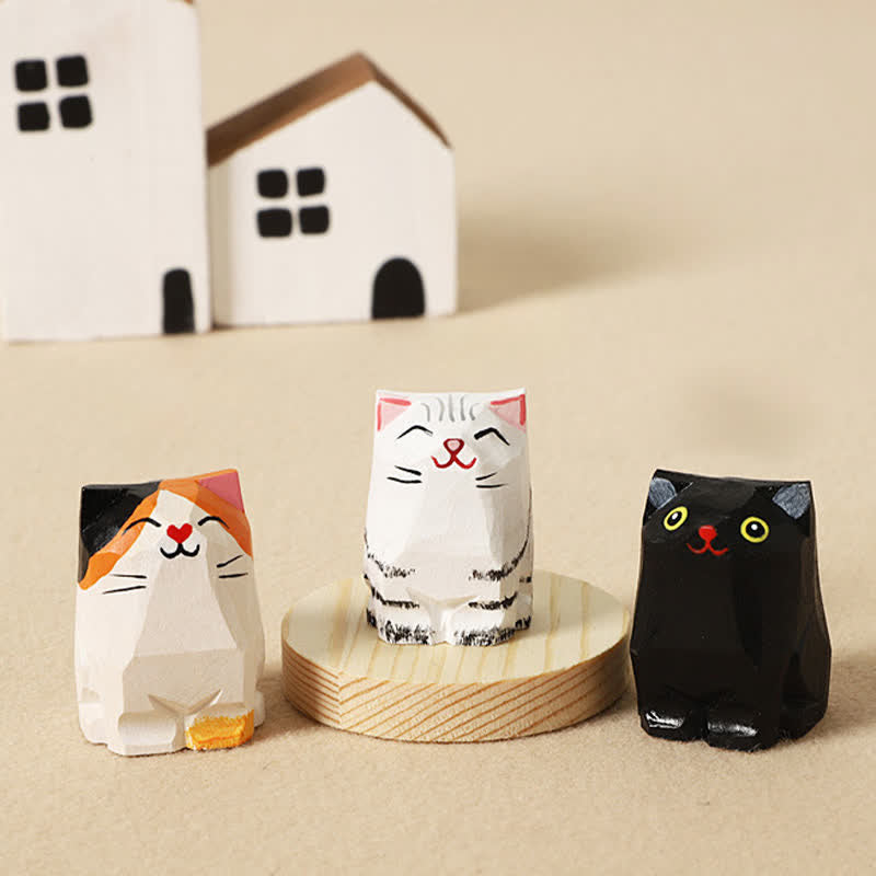 Schlüsselanhänger Om Mani Padme Hum Katze Holz handgeschnitzt niedlich spirituell