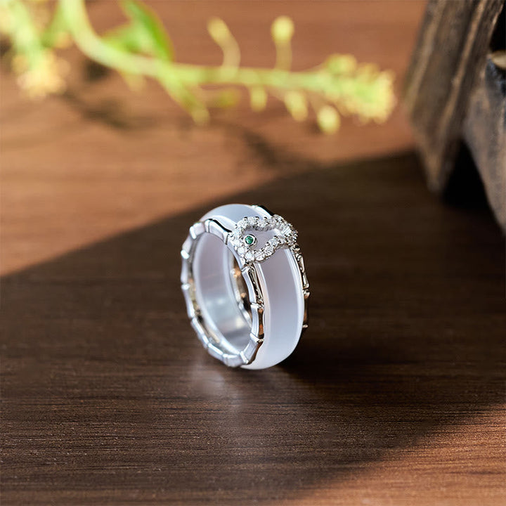 Silber Ring Chalcedon Kürbisblüte Harmonie modern Schmuck Stein elegant