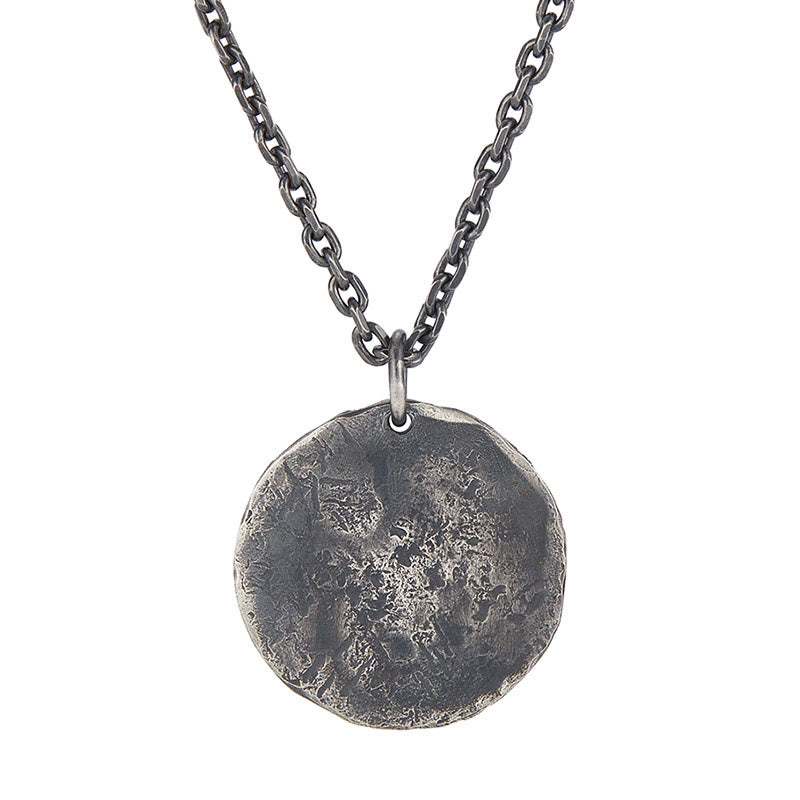 Kette Sterlingsilber mit rundem strukturiertem Anhänger Yin Yang Harmonie