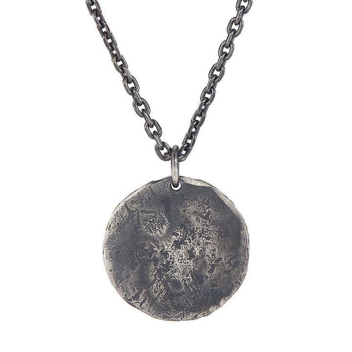 Kette Sterlingsilber mit rundem strukturiertem Anhänger Yin Yang Harmonie