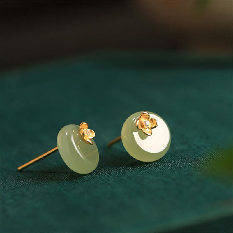 Ohrringe Cyanjade Blume Harmonie Gold Ohrstecker Boho Schmuck spirituell