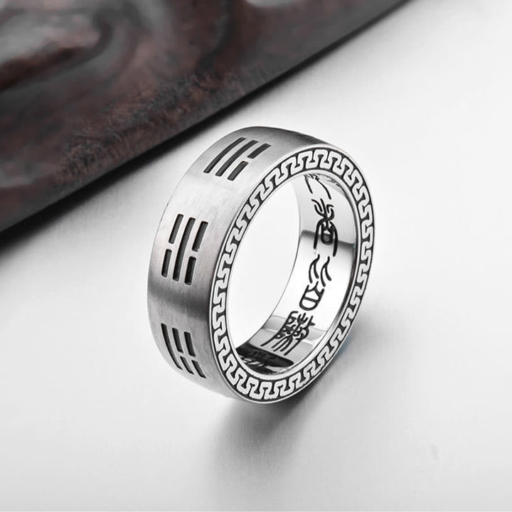 Ring Titanstahl Bagua Yin Yang Harmonie Fengshui Energie Schutz