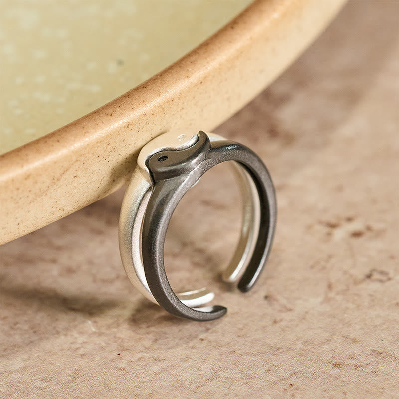 Silberner Yin Yang Ring Harmonie Balance Kupfer Schmuck Feng Shui
