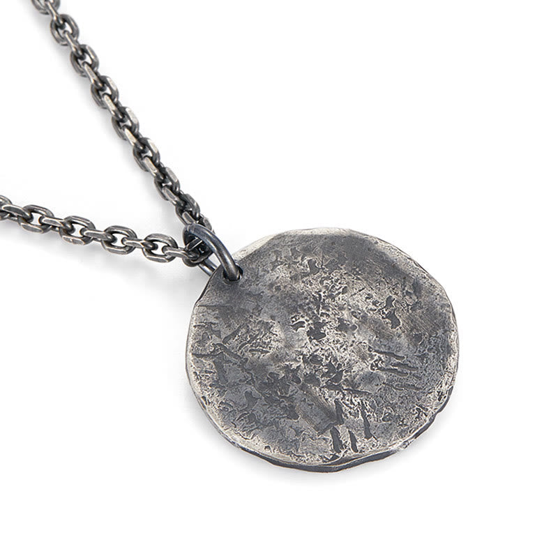 Sterlingsilber Kette runder Anhänger Gravur Silber Yin Yang Harmonie