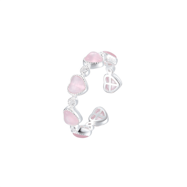 Armband 925 Silber Rosa Herz Katzenauge Kristall – Liebe Schutz