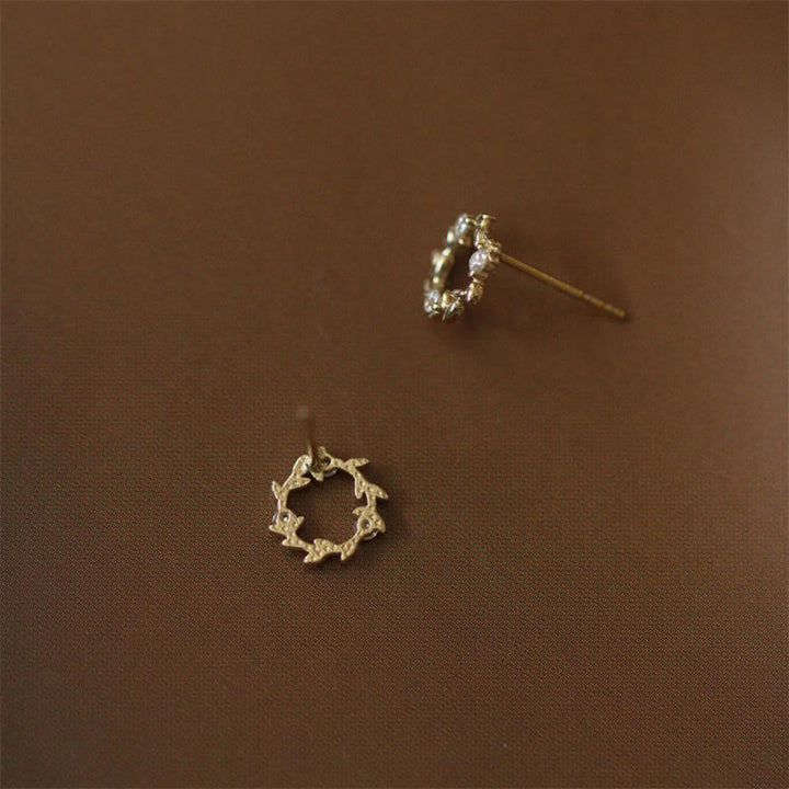 Ohrringe Kupfer Silber Blumenkranz zarte filigrane Ohrstecker Boho Schmuck