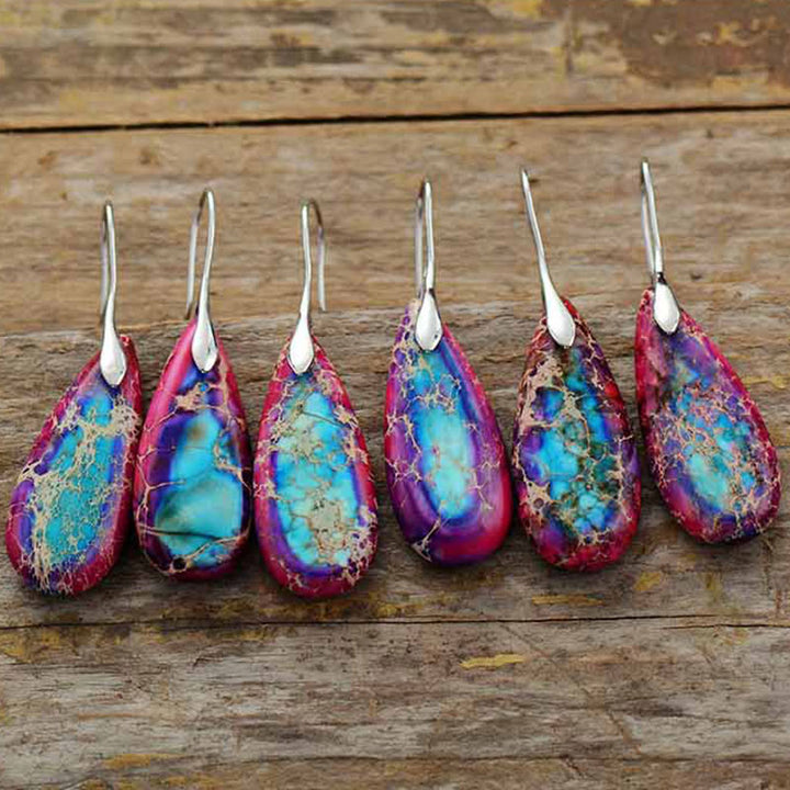 Ohrringe Kaiserstein Glück Tropfen pink türkis Silber Boho Schmuck spirituell