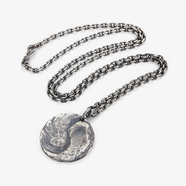 Silberne Yin Yang Kette Sterlingsilber Anhänger Harmonie Meditation