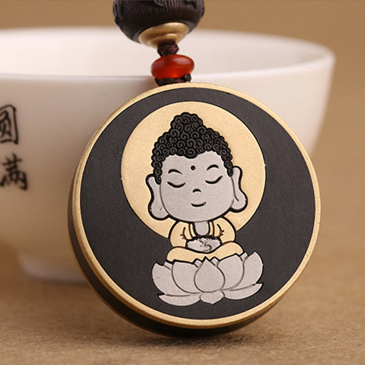 Schlüsselanhänger Buddha Ebenholz – Balance, Lotus Meditation spirituell handgefertigt