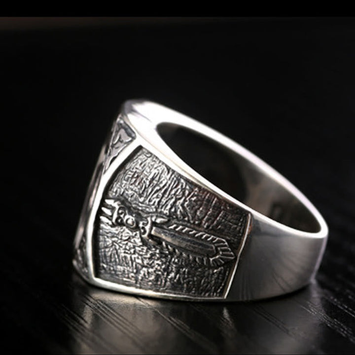 Ring 925 Silber Sanskrit-Design Schutz Glücksbringer spiritueller Fingerring