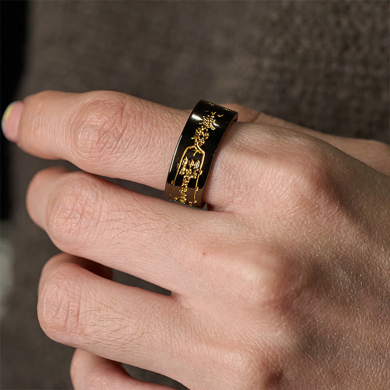 Schwarzer Kupfer Ring Mantra Balance Fengshui Schutz Glück