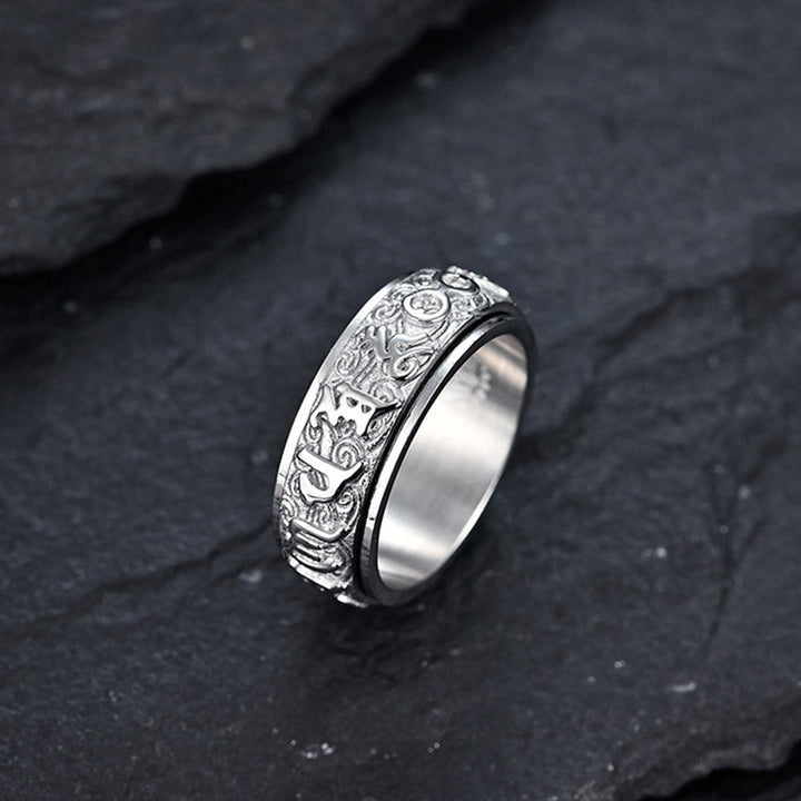 Ring Titanstahl Om Mani Padme Hum Balance Ruhe buddhistische Gravur