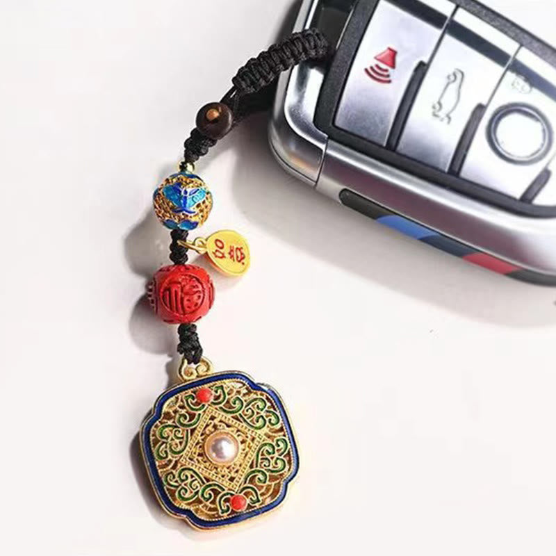 Fu Ruyi Schlüsselanhänger Cloisonné Glücksbringer Feng Shui spirituell Autoschlüssel