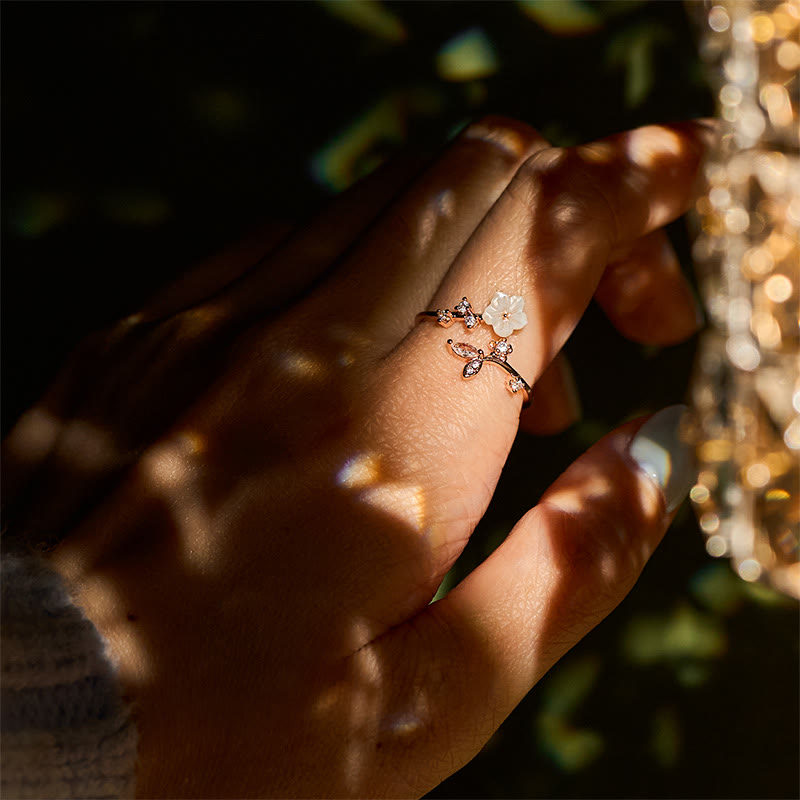 Ring Kupfer Weiße Blume Heilung Glück Schutz Energie Balance
