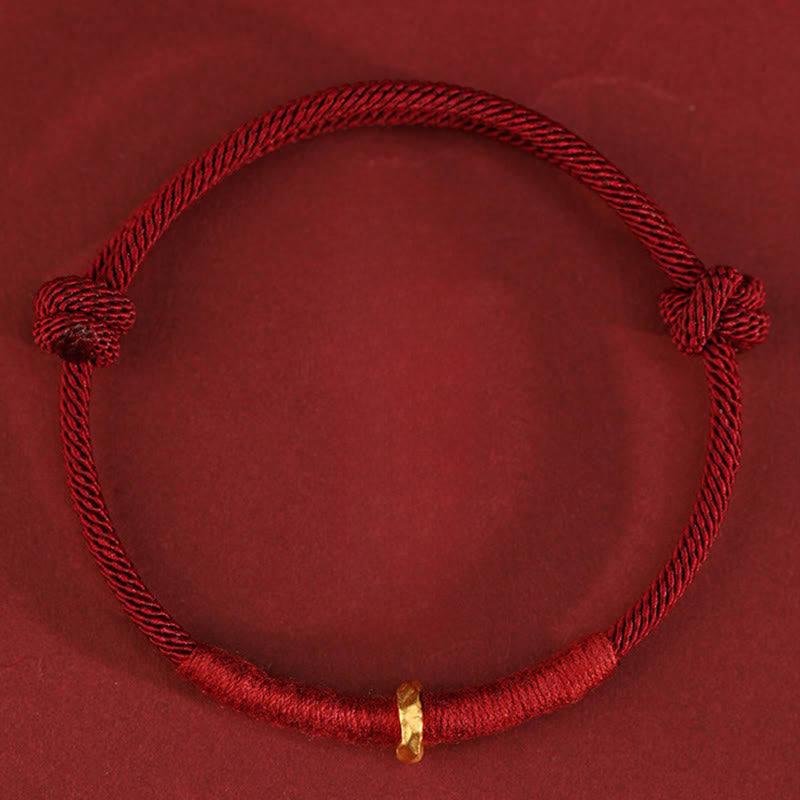 Armband 999 Gold Geflochten Rot – Glück mit goldenem Ring Handgelenk