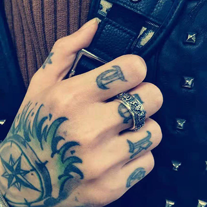 Kupfer Ring mit Om Mani Padme Hum Symbolen Fengshui Glück Schutz