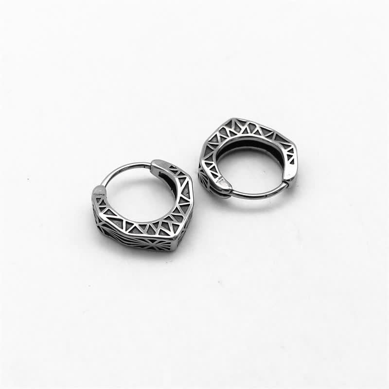 Ohrringe Titanstahl Wikinger Creolen Balance Silber geometrisch Schmuck spirituell