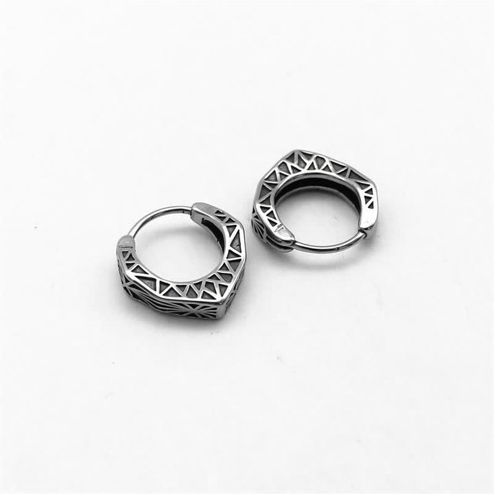 Ohrringe Titanstahl Wikinger Creolen Balance Silber geometrisch Schmuck spirituell