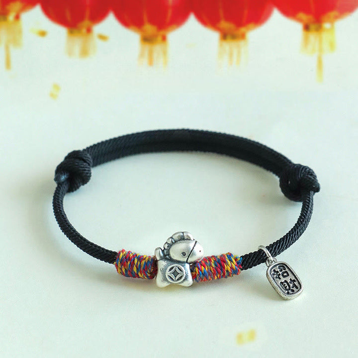 Armband Silber 999 Pferd-Motiv Fu-Zeichen – Glück & Wohlstand