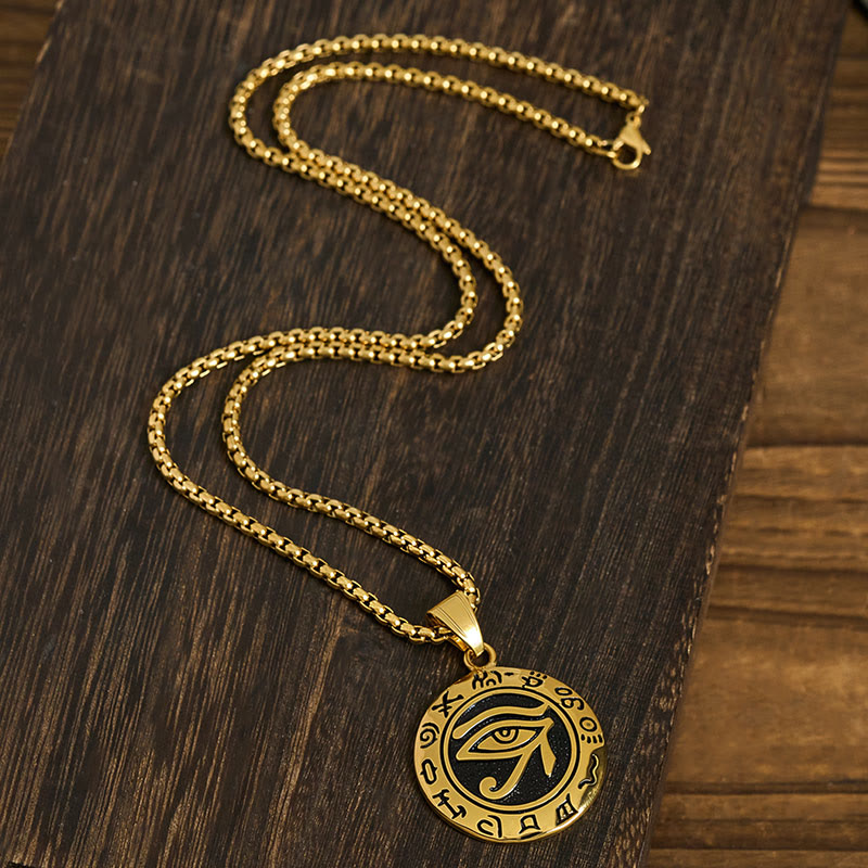 Goldene Titanstahl Kette mit Böses Auge Balance Anhänger
