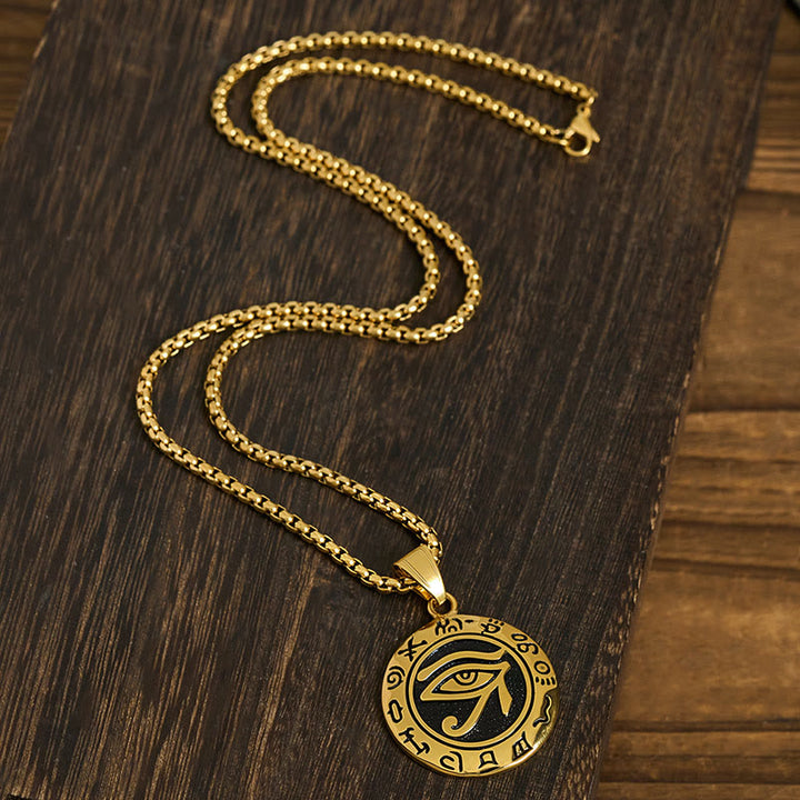 Goldene Titanstahl Kette mit Böses Auge Balance Anhänger