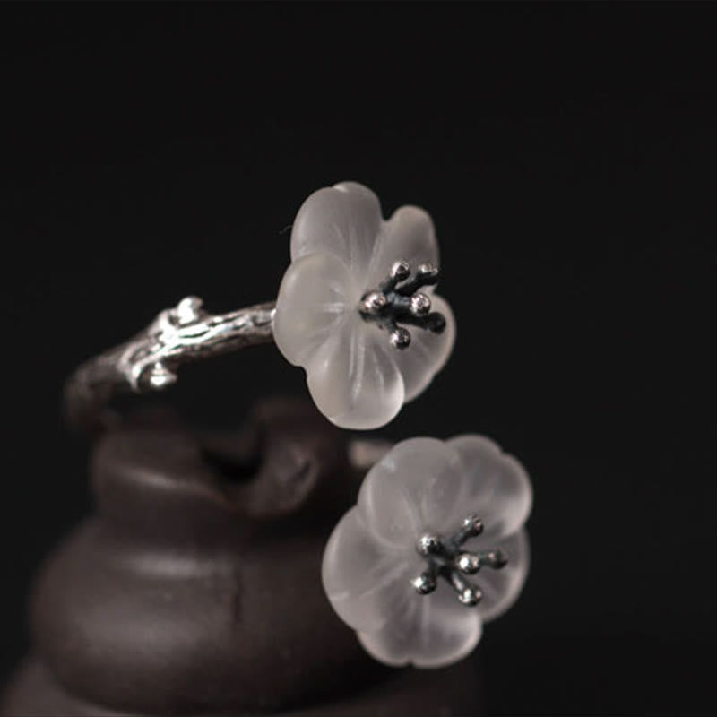 Ring 925 Silber Pflaumenblüte Schutz Glück Feng Shui