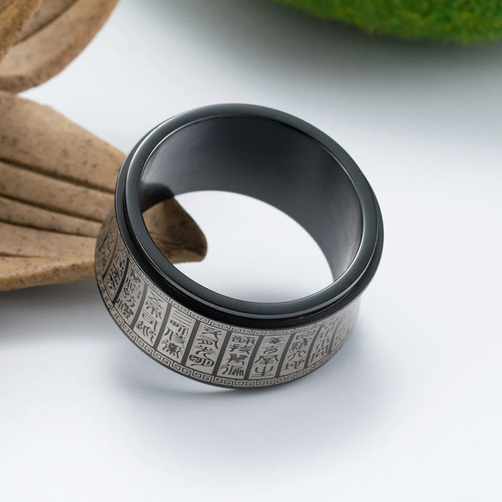 Ring Titanstahl Mantra Siegel Balance Fengshui Schutz Glück