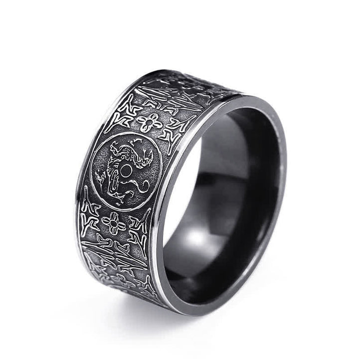 Schwarzer Ring Basalt Drachen Tiger Suzaku Erfolg Glück Schutz