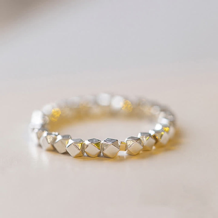 Ring 925 Silber Perlen – Segen facettierte goldfarbene Würfel Schmuckring