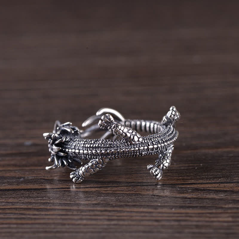 925 Silber Drachen Ring für Glück Schutz Fengshui Harmonie
