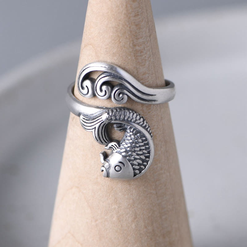 Ring 925 Silber Koi Fisch Design für Glück Wohlstand Fengshui