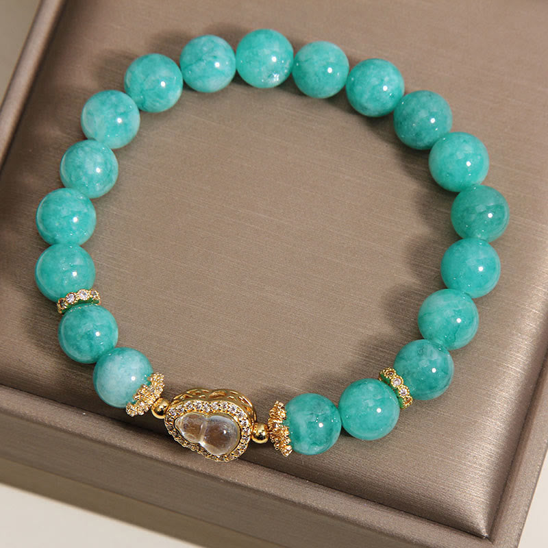 Armband Amazonit Heilung Selbstvertrauen Pixiu Anhänger Gold Perlen Schmuckschatulle