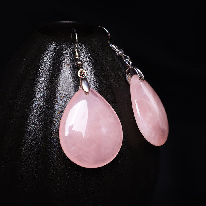 Ohrringe Aventurin Tropfen Heilung rosa Edelstein Ohrhänger Silber spirituell Schmuck