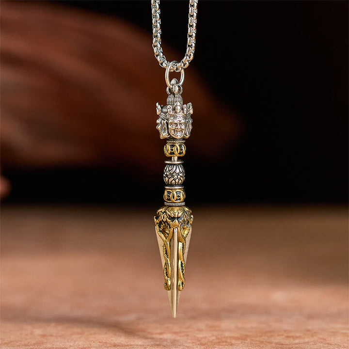 Tibetische Kette Kupfer Vajra Heilung Buddha Anhänger vergoldet elegant