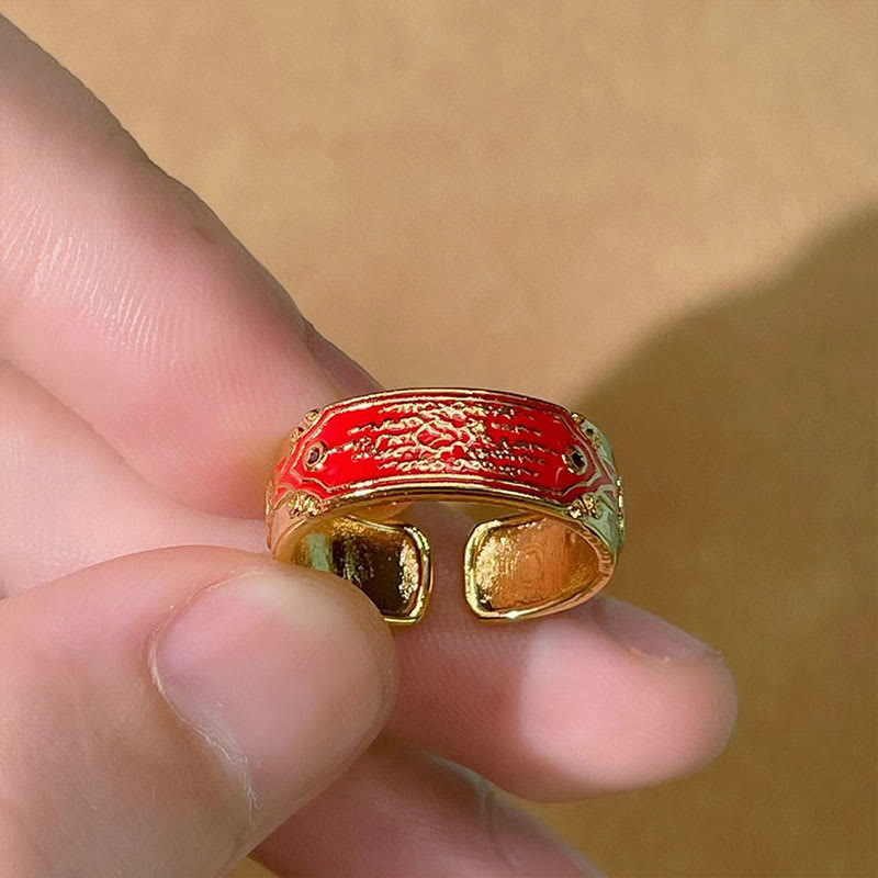 Ring Kupfer Fünf Schriften Heilung spirituell in Hand getragen