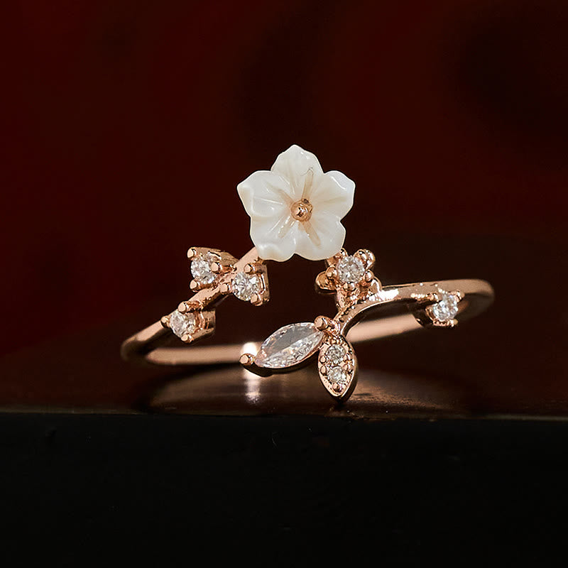 Ring Kupfer Weiße Blume Heilung Glück Schutz Energie Kristall